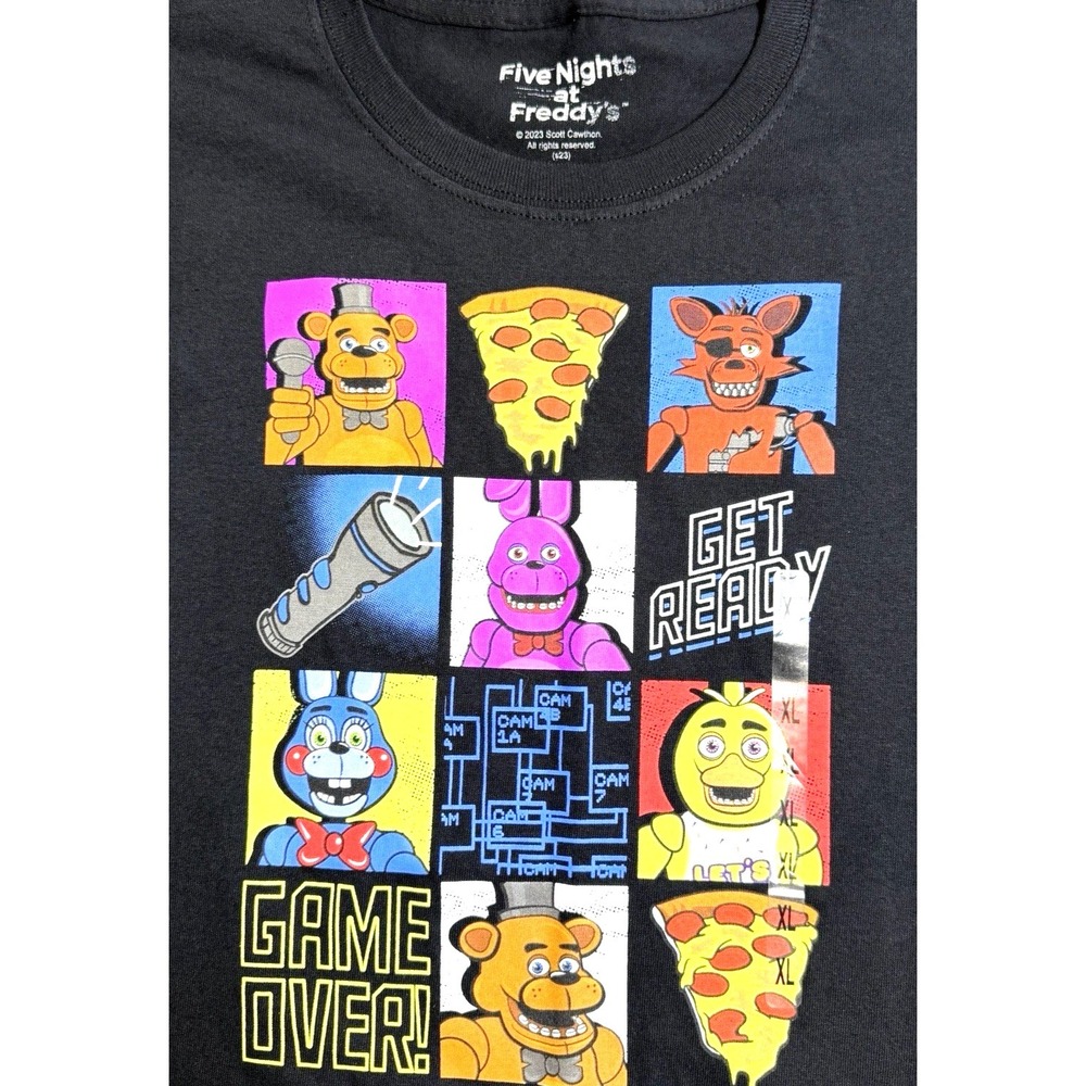 Five‎ Nights at Freddy's T Shirt Mens XL Black FNAF Graphic Tee Pizza Game